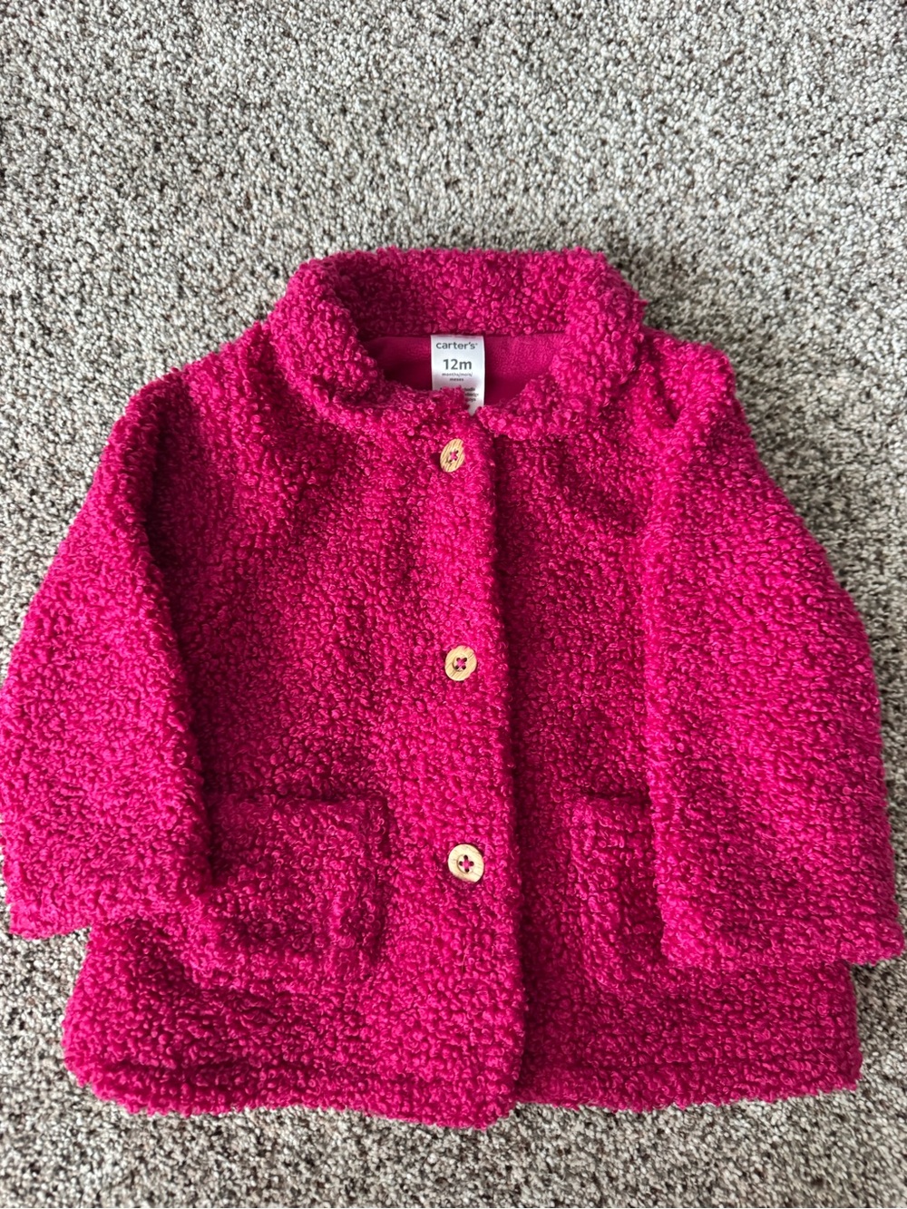 Carter's Bright Fuchsia Sherpa Pea Coat